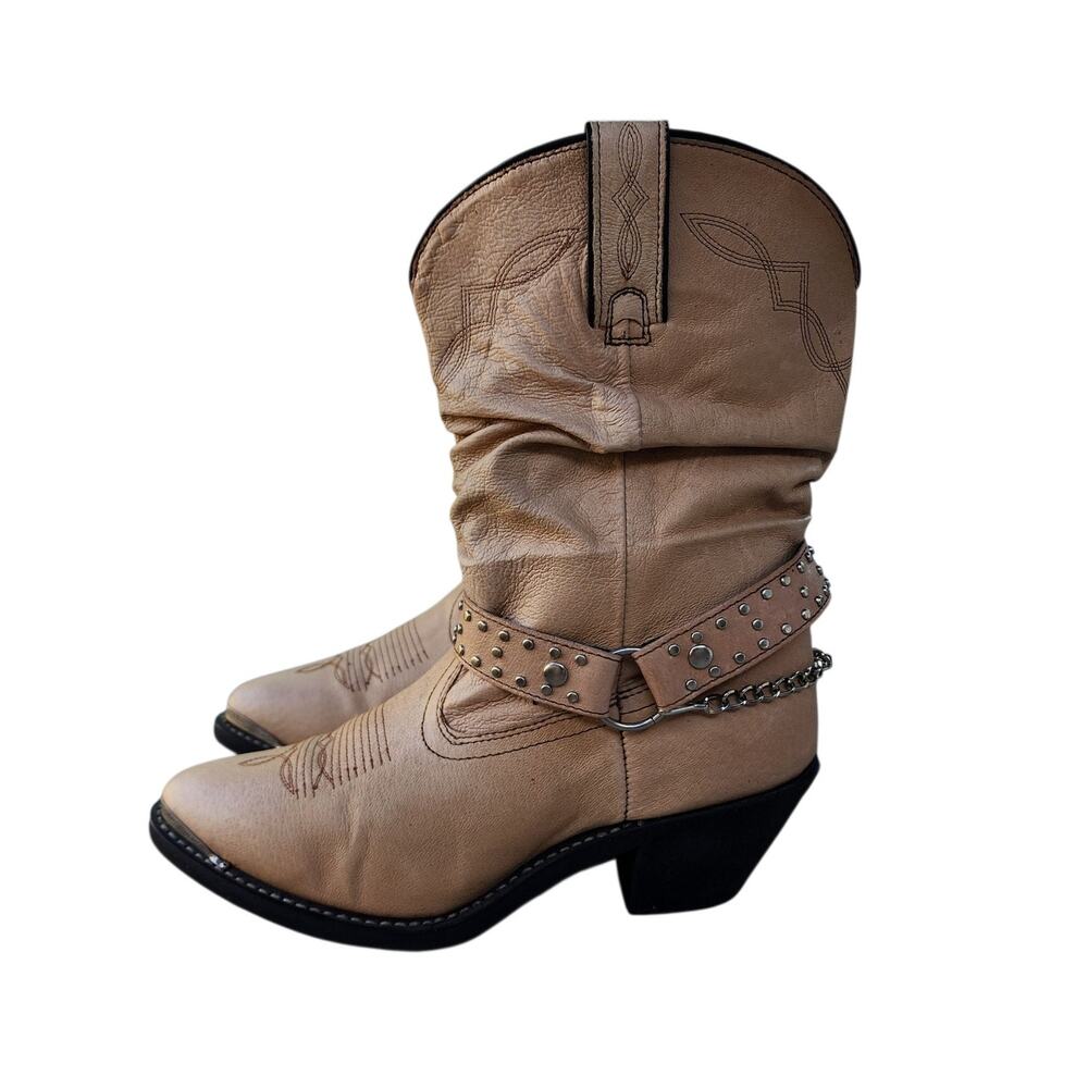 Shyanne Slouchy Leather Harness Studded Western Boots 9 - Picture 8 of 9
